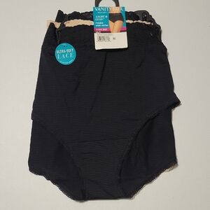 Vanity Fair Girls High-Waist Lace Trim Panties - Black & Cream (3-Pack) O6